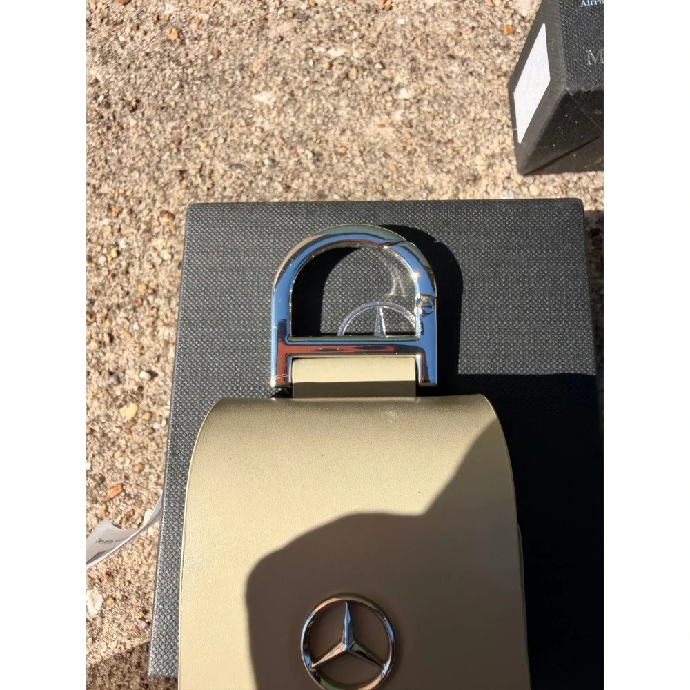 Mercedes-Benz D-Ring Leather Case Compatible with‎ Airpods (Storm Gray)